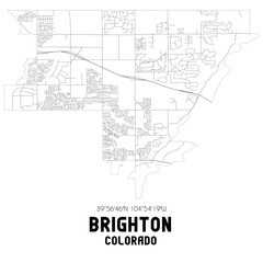Brighton Colorado. US street map with black and white lines.