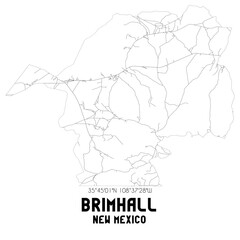 Brimhall New Mexico. US street map with black and white lines.