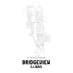 Bridgeview Illinois. US street map with black and white lines.