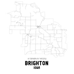 Brighton Iowa. US street map with black and white lines.