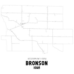 Bronson Iowa. US street map with black and white lines.