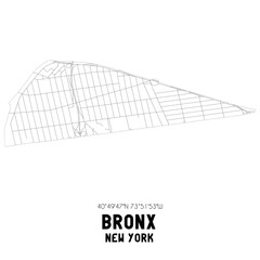 Bronx New York. US street map with black and white lines.