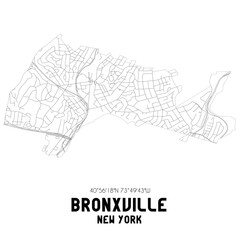 Bronxville New York. US street map with black and white lines.