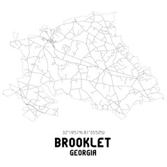 Brooklet Georgia. US street map with black and white lines.