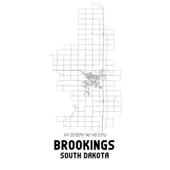 Brookings South Dakota. US street map with black and white lines.