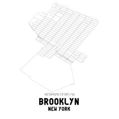 Brooklyn New York. US street map with black and white lines.