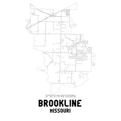 Brookline Missouri. US street map with black and white lines.