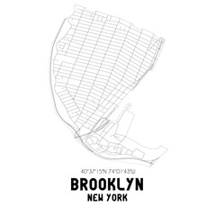 Brooklyn New York. US street map with black and white lines.