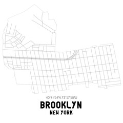 Brooklyn New York. US street map with black and white lines.