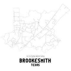 Brookesmith Texas. US street map with black and white lines.