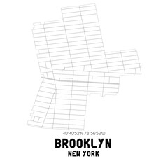 Brooklyn New York. US street map with black and white lines.