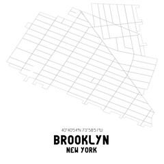 Brooklyn New York. US street map with black and white lines.