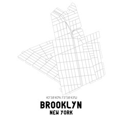Brooklyn New York. US street map with black and white lines.