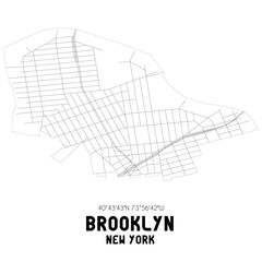 Brooklyn New York. US street map with black and white lines.