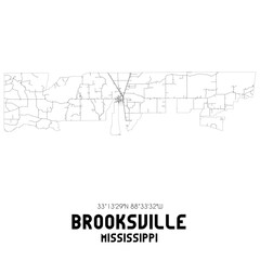 Brooksville Mississippi. US street map with black and white lines.