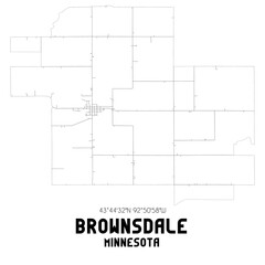 Brownsdale Minnesota. US street map with black and white lines.
