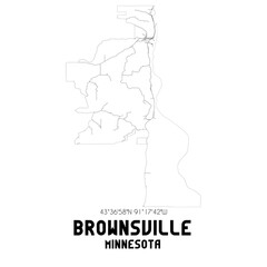 Brownsville Minnesota. US street map with black and white lines.