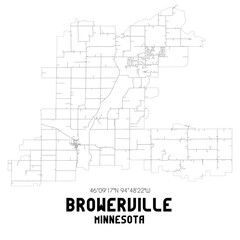 Browerville Minnesota. US street map with black and white lines.