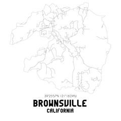 Fototapeta na wymiar Brownsville California. US street map with black and white lines.