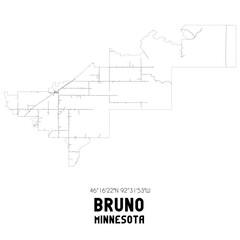 Bruno Minnesota. US street map with black and white lines.