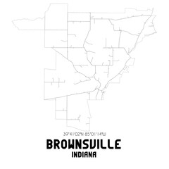 Brownsville Indiana. US street map with black and white lines.