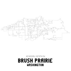 Brush Prairie Washington. US street map with black and white lines.