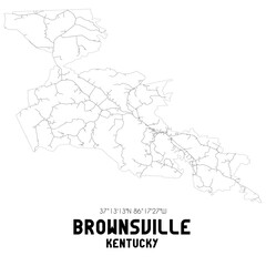 Brownsville Kentucky. US street map with black and white lines.