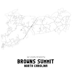 Browns Summit North Carolina. US street map with black and white lines.