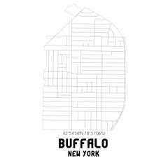 Buffalo New York. US street map with black and white lines.