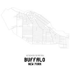 Buffalo New York. US street map with black and white lines.