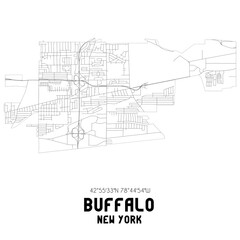 Buffalo New York. US street map with black and white lines.