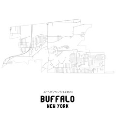 Buffalo New York. US street map with black and white lines.