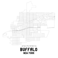 Buffalo New York. US street map with black and white lines.