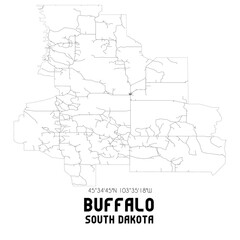 Buffalo South Dakota. US street map with black and white lines.