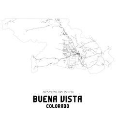 Buena Vista Colorado. US street map with black and white lines.