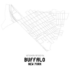 Buffalo New York. US street map with black and white lines.