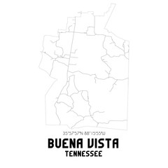 Buena Vista Tennessee. US street map with black and white lines.