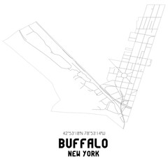 Buffalo New York. US street map with black and white lines.