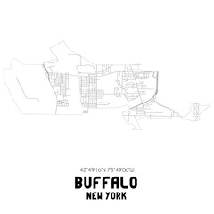 Buffalo New York. US street map with black and white lines.