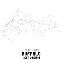 Buffalo West Virginia. US street map with black and white lines.