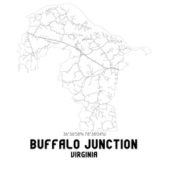 Buffalo Junction Virginia. US street map with black and white lines.