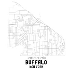 Fototapeta na wymiar Buffalo New York. US street map with black and white lines.