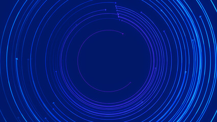 Abstract tunnel for circles on blue background. Data spiral information Concept.