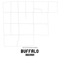 Buffalo Indiana. US street map with black and white lines.