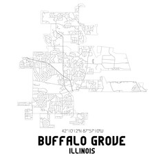 Fototapeta na wymiar Buffalo Grove Illinois. US street map with black and white lines.