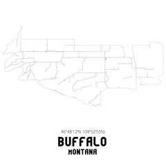 Buffalo Montana. US street map with black and white lines.