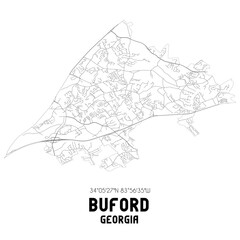 Buford Georgia. US street map with black and white lines.