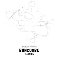 Buncombe Illinois. US street map with black and white lines.