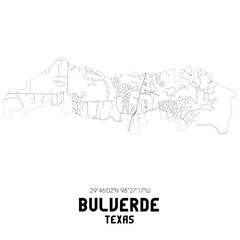Bulverde Texas. US street map with black and white lines.