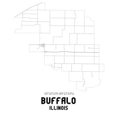 Buffalo Illinois. US street map with black and white lines.
